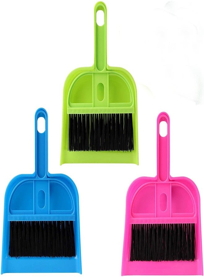 ServEzee Set of 3 Mini Dustpan and Brush Set Hand Broom Cute Little Whisk Dust Pan and Brush Set for Camping,Keyboard,Table,Desk,Window Gaps,Small Messes, Kids,Cat,Dog (Multicolor) - Image 1